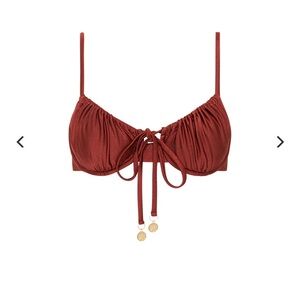 Kulani Kinis: RUCHED UNDERWIRE BRA BIKINI TOP - SWEET CINNAMON
Size: XS